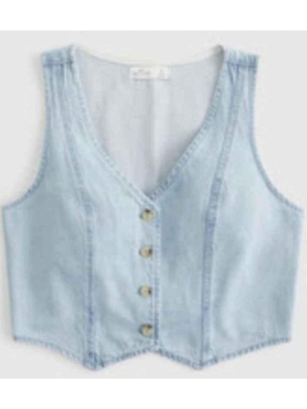 HOLLISTER Women's Denim Vest Small Light Wash Blue Cropped 100% Cotton NEW NWOT